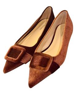 lot 69D image: C.Paravano Brown Velvet Pointed Toe Flats Size 40.5