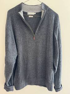 lot 87D image: Peter Millar Luxe Blend Gray Quarter-Zip Sweater Size L