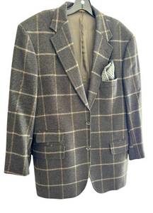 lot 88D image: Southwick 100% Wool Windowpane Plaid Blazer Size 44 Long