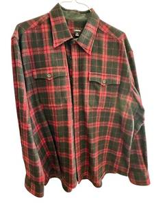 lot 92D image: J. Peterman XL Wool Blend Red Plaid Shirt Made in Portugal