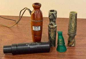 lot 111D image: Collection of 5 Duck and Game Calls Including Sure Shot and Knight & Hale