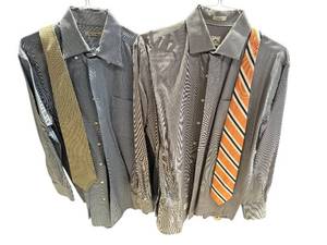 lot 124D image: Set of 2 Peter Millar Dress Shirts with Silk Ties, Size Large