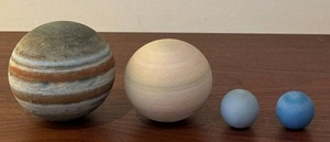 lot 139D image: Set of 4 Handcrafted Ceramic Planet Sculptures