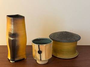 lot 145D image: Set of 3 Signed Studio Pottery Vessels by Maren Kloppman, Jeff Ostrich, and DA
