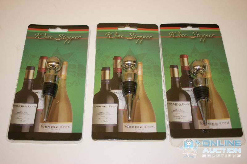 lot 201 image: Lot of (3) Sonoma Crest Cellars Wine Stoppers.