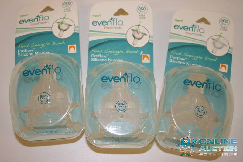 lot 205 image: Lot of (3) EvenFlow Nipple Fast Flow Silicone Nipples.