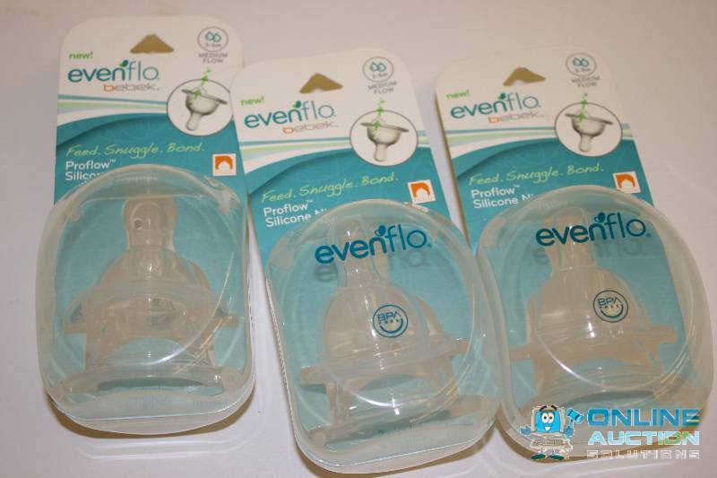 lot 206 image: Lot of (3) EvenFlow Nipple Fast Flow Silicone Nipples.