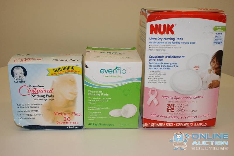 lot 237 image: Lot of (3) Including Evenflo Disposable Nursing Pads Nursing Pads Gerber Nuk Nursing Pads.