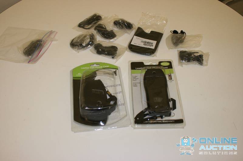 lot 249 image: Lot of Miscellaneous Leather Phone Cases & Head PhonesEar Buds.