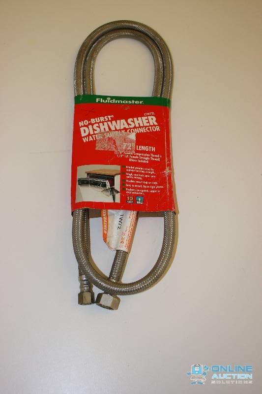 lot 250 image: Fluidmaster No-Burst Dishwasher Water Supply Connector 72 Length 38 Compression 12 I.P. Female.