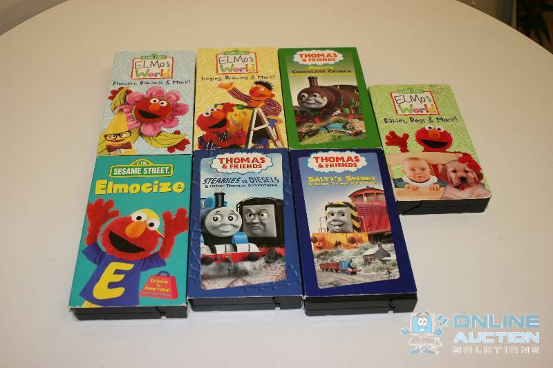 lot 265 image: Lot of (7) Sesame Street & Thomas & Friends VHS Movies.