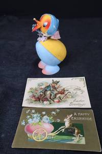 lot 392 image: Chick Figurine & Vintage Easter Postcards