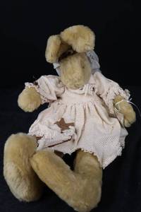 lot 393 image: Plush Bunny - Cream Dress & Mason Jar Lamp - Masons Patent 301