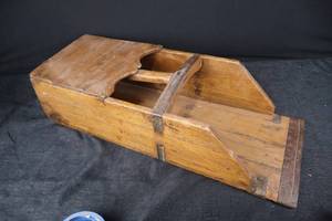 lot 409 image: Antique Wooden Toolbox - Arched Lid & Iron Straps