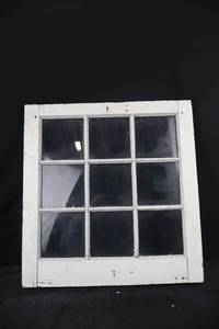lot 413 image: Window Sash - 9-Pane White Painted Wood Frame