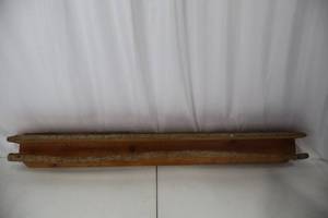 lot 416 image: Long Wooden Rail with Metal Channels - Rustic Salvage Piece