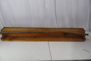 lot 416 image: Rustic Cabin Wall Shelf  Towel Rack - 53 Long