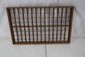 lot 420 image: Wine Rack - Vintage Wood Frame & Metal Wire Grid