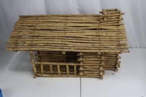 lot 430 image: Twig Log Cabin Miniature - Handcrafted Rustic Wood House