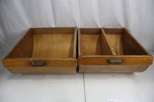 lot 432 image: Wooden Drawer Set - Vintage Pair with Divided Compartments