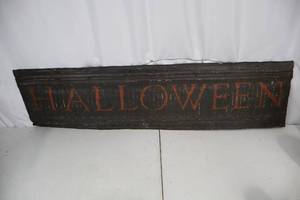 lot 441 image: Halloween Sign - Painted Wood Plank with Red Lettering