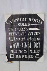 lot 444 image: Laundry Room Rules Sign - Ashland Wood Plaque