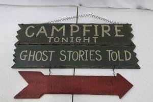 lot 450 image: Wood Sign - Campfire Tonight & Ghost Stories Told