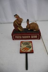 lot 481 image: Carved Rabbit Seed Display - P. Schifferl, Midwest