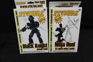 lot 28 image: Stikfas Figures - Black Knight Omega Male & Ninja Duel G2 Alpha 2-Pack