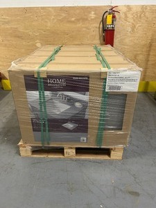 lot 1 image: HOME DECORATORS COLLECTION Pallet of 4- 31 in. W x 22 in. D Quartz Vanity Tops in Cerous Gray with White Ceramic Rectangular Single Sinks