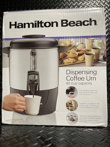lot 100 image: Hamilton Beach Dispensing Coffee Urn 40-Cup Capacity