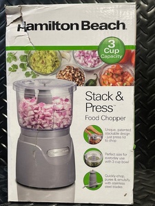 lot 302 image: Hamilton Beach Stack & Press Food Chopper - 3-Cup Capacity