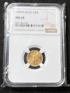 1999 AMERICAN GOLD EAGLE 1/10TH TROY OZ NGC MS69