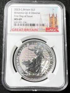 2023 BRITTANIA 1 TROY OZ .999 FINE SILVER NGC MS69