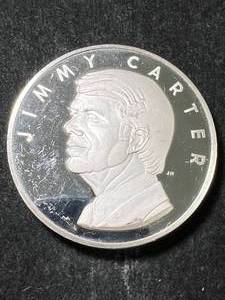 lot 17 image: 5 TROY OZ .999 FINE SILVER JIMMY CARTER ROUND