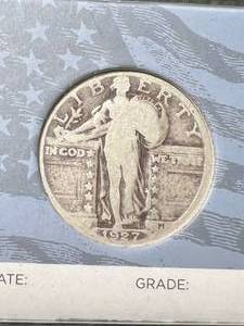 lot 25 image: 1927 US STANDING LIBERTY QUARTER IN CASE