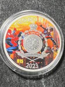 lot 30 image: 1 TROY OZ .999 FINE SILVER SPIDERMAN ROUND IN COLOR