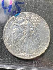 lot 51 image: 1945 US WALKING LIBERTY HALF DOLLAR