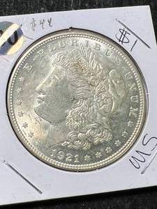 lot 59 image: 1921 US MORGAN SILVER DOLLAR BU