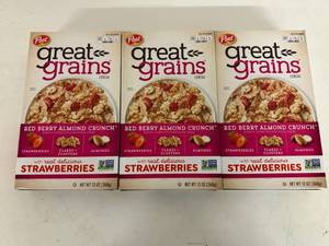 lot 384 image: 3x 1Post Great Grains Cereal-Red Berry Almond Crunch-Best Buy Date 12027