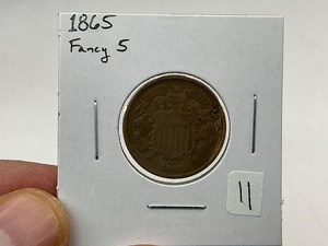 lot 11 image: 1865 Fancy 5 Two Cent Piece