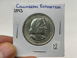 lot 12 image: 1893 Columbian Exposition Commemorative Silver Half Dollar