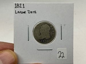 lot 22 image: 1821 Large Date Bust Silver Dime