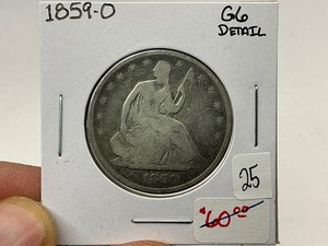 lot 25 image: 1859-O Seated Silver Half Dollar