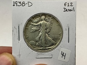 lot 44 image: 1938-D Silver Walking Liberty Half Dollar