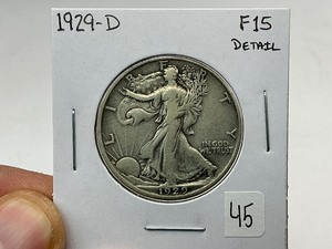 lot 45 image: 1929-D Silver Walking Liberty Half Dollar