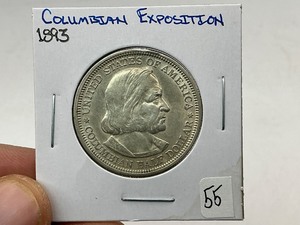 lot 55 image: 1893 Columbian Exposition Commemorative Silver Half Dollar
