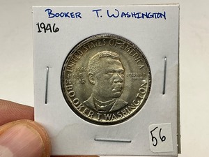 lot 56 image: 1946 Booker T. Washington Commemorative Silver Half Dollar