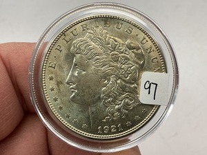 lot 97 image: 1921-D Morgan Silver Dollar