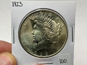 lot 100 image: 1923 Silver Peace Dollar